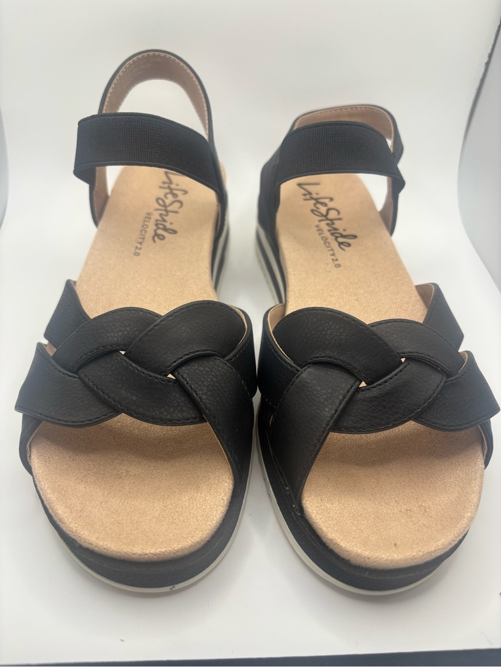 LifeStride Zuri Women’s Braided Strap Sandals Black/White Size 6 - Picture 3 of 9